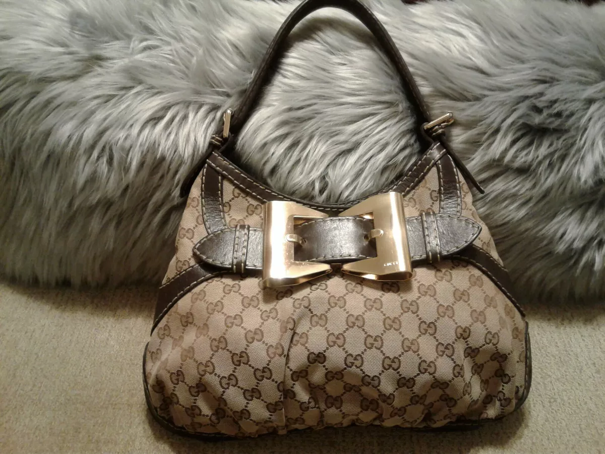 GUCCI QUEEN HOBO Shoulder Bag Brown Monogram Canvas w/Brown Leather Trim -  BOW!