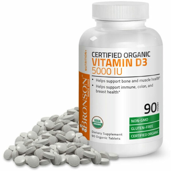 Bronson Vitamin D3 5000 IU USDA Certified Organic GMO 90 Tablets for sale online eBay