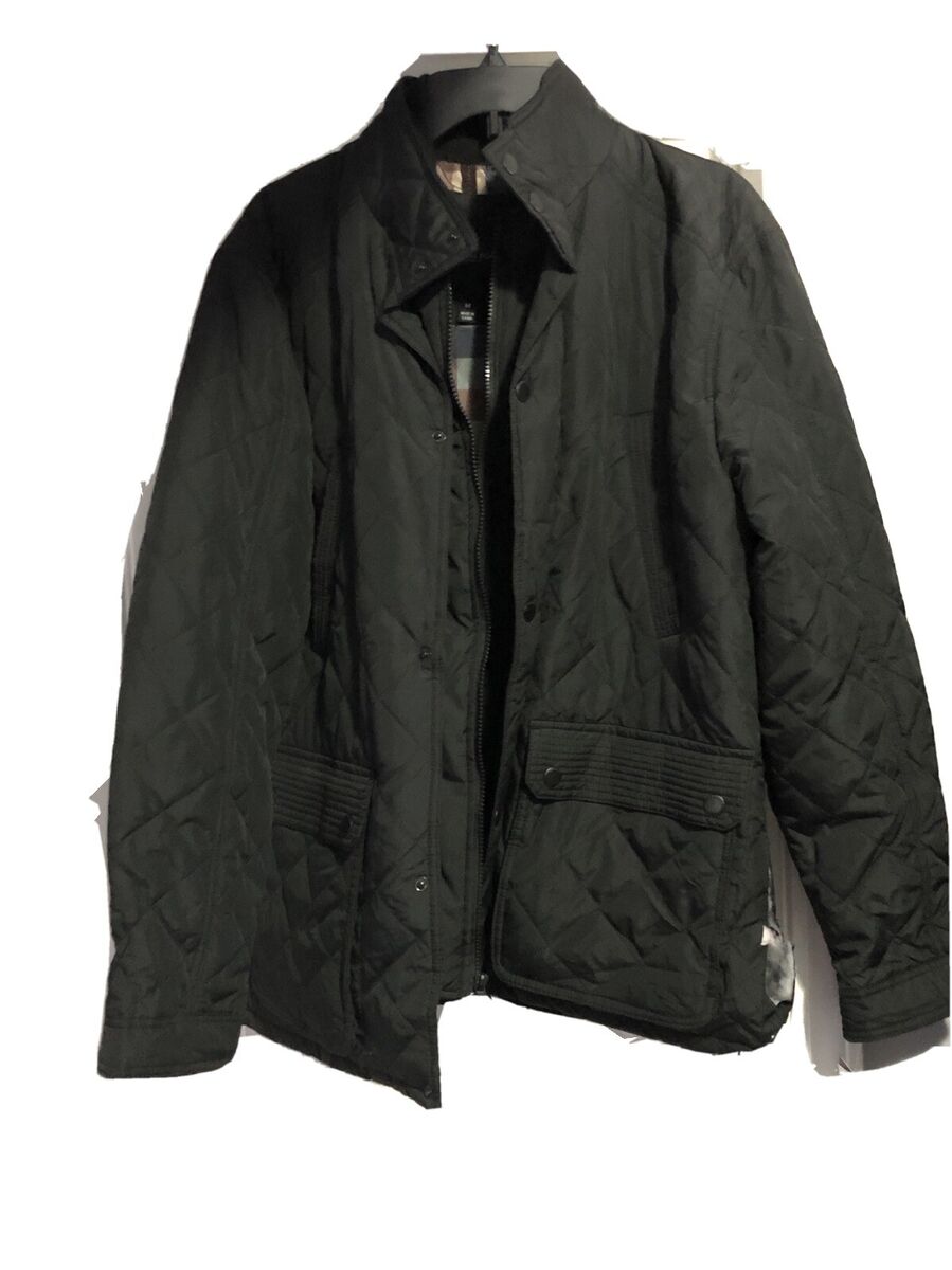 London Fog Black Arietta Diamond Quilted Coat Mens Size Medium New With 