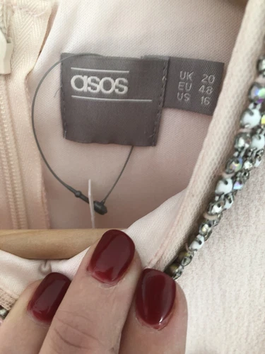 Asos Curve Dress Pale Pink Embellished With See Through Panel At Waist Size 20 - Picture 7 of 9