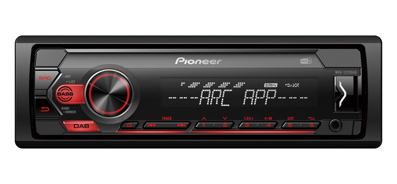 Pioneer MVH-S220DAB, 1DIN Autoradio con RDS e Dab+, Rossa, USB per MP3, WMA, WAV