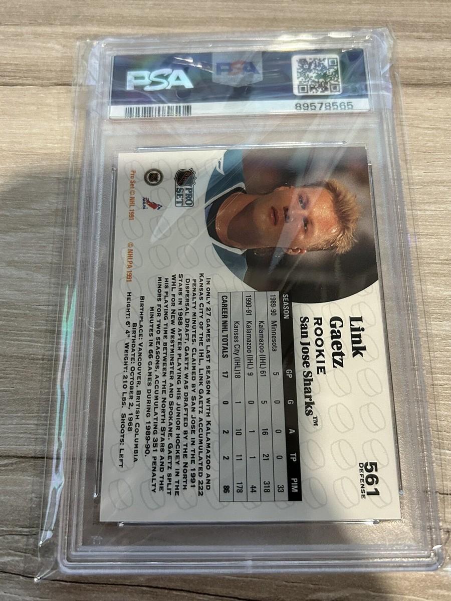 1991 Pro Set Link Gaetz #561 San Jose Sharks Hockey Card PSA 9