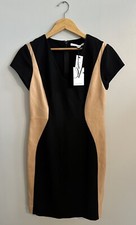 Diane Von Furstenberg Dayton Leather Cocktail Dress Camel & Black Women’s Size 8