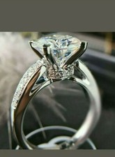 3Ct Runder Moissanit Solitaire Ehering Verlobungsring 14k Weiß Vergoldet