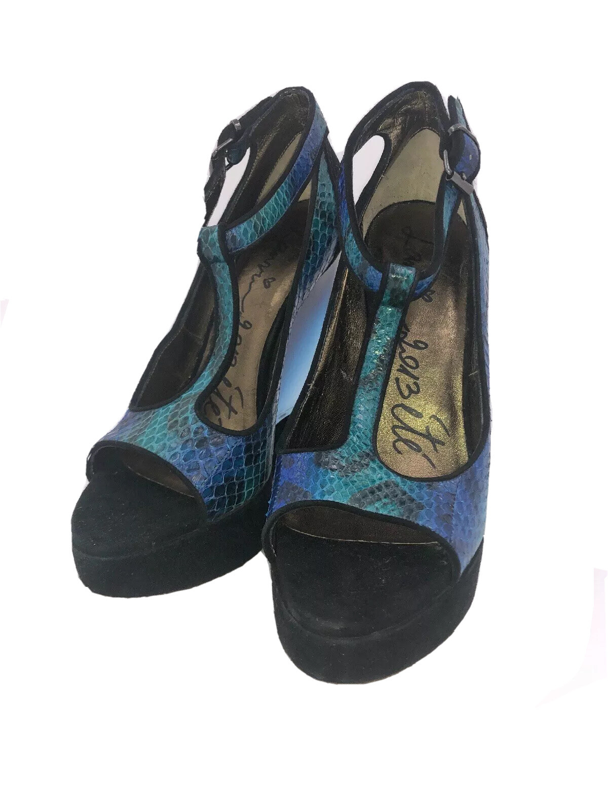 LANVIN BLUE PYTHON & BLACK SUEDE LEATHER with LUC… - image 10