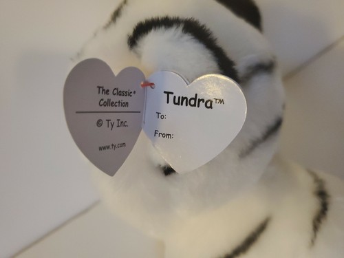 Ty Beanie Boos Classic TUNDRA White Tiger Sparkle Eyes Medium Buddy 9" - W-Tag - Picture 7 of 7