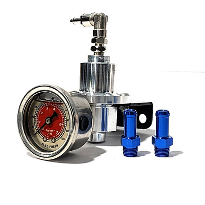 ADJUSTABLE SILVER FUEL PRESSURE REGULATOR RED GAUGE FOR HONDA CRV B20 B18 D16