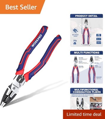 Ergonomic 8-Inch Linesman Pliers - High-Durability Steel for Cutting & Stripping