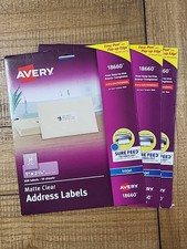 Avery 18660 Matte Clear Address Labels Inkjet Easy Peel 300 Labels 3 Pack New