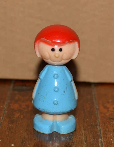 Vintage RARE Fisher Price Samsonite Little People Red Hair Girl Blue Dress