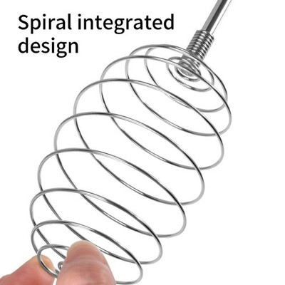 Rotating Push Mixer Stirrer Milk Frother Stainless Steel Spring Eggs Beater