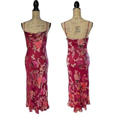 Vintage Monsoon 90s Y2K Bias Cut Floral Beaded Slip Dress  UK 8/10 (US 6)