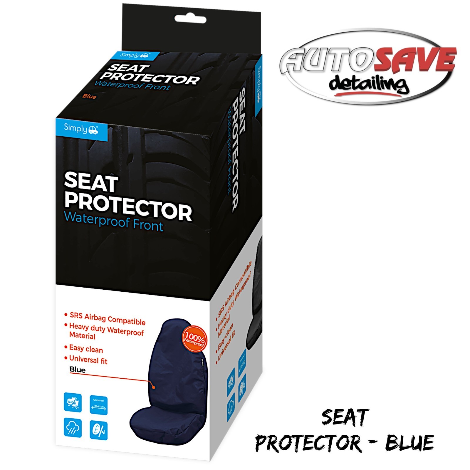 Simply - Seat Protector |Blue |Airbag Compliant |Waterproof |Heavy Duty