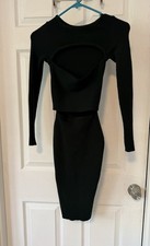Fashion Nova Dark Green Long Sleeve Mini Sweater Dress Open Front Sz S