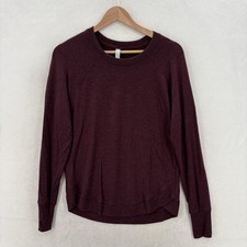 Athleta Mindset Sweatshirt Womens Small Purple Modal Terry Raglan Crew Neck Yoga