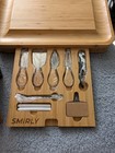 NEW Smirly Cheese Board and Knife Set:16 x 13 x 2 Inch Wood Charcuterie Platter  — photo 7
