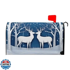 VentuCoven Winter Deer Mailbox Cover Snow Mailbox Covers Magnetic Standard Si