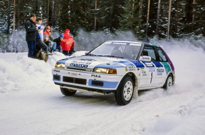 Ingvar Carlsson Per Carlsson Mazda 323 Swedish Rally February 1991 Old Photo 1