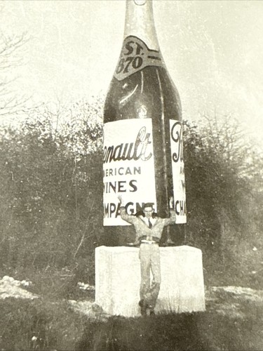 1950 Renault Wines Atlantic City New Jersey Giant Champagne Bottle Man Vtg