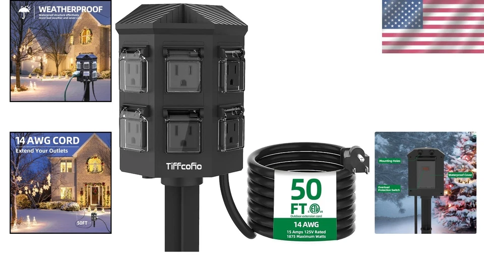 Robust 50 FT Outdoor Extension Cord with Overload Protection & Waterproof Design - Image 2 of 4