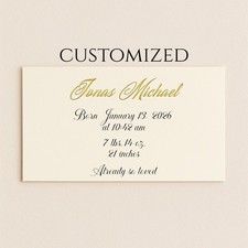 Elegant Gold Foil Birth Announcements • Personalized Baby Keepsake (Set of 5)