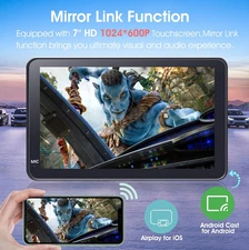 Portable Bluetooth Car Stereo 7" IPS Touch Screen Multimedia Player CarPlay