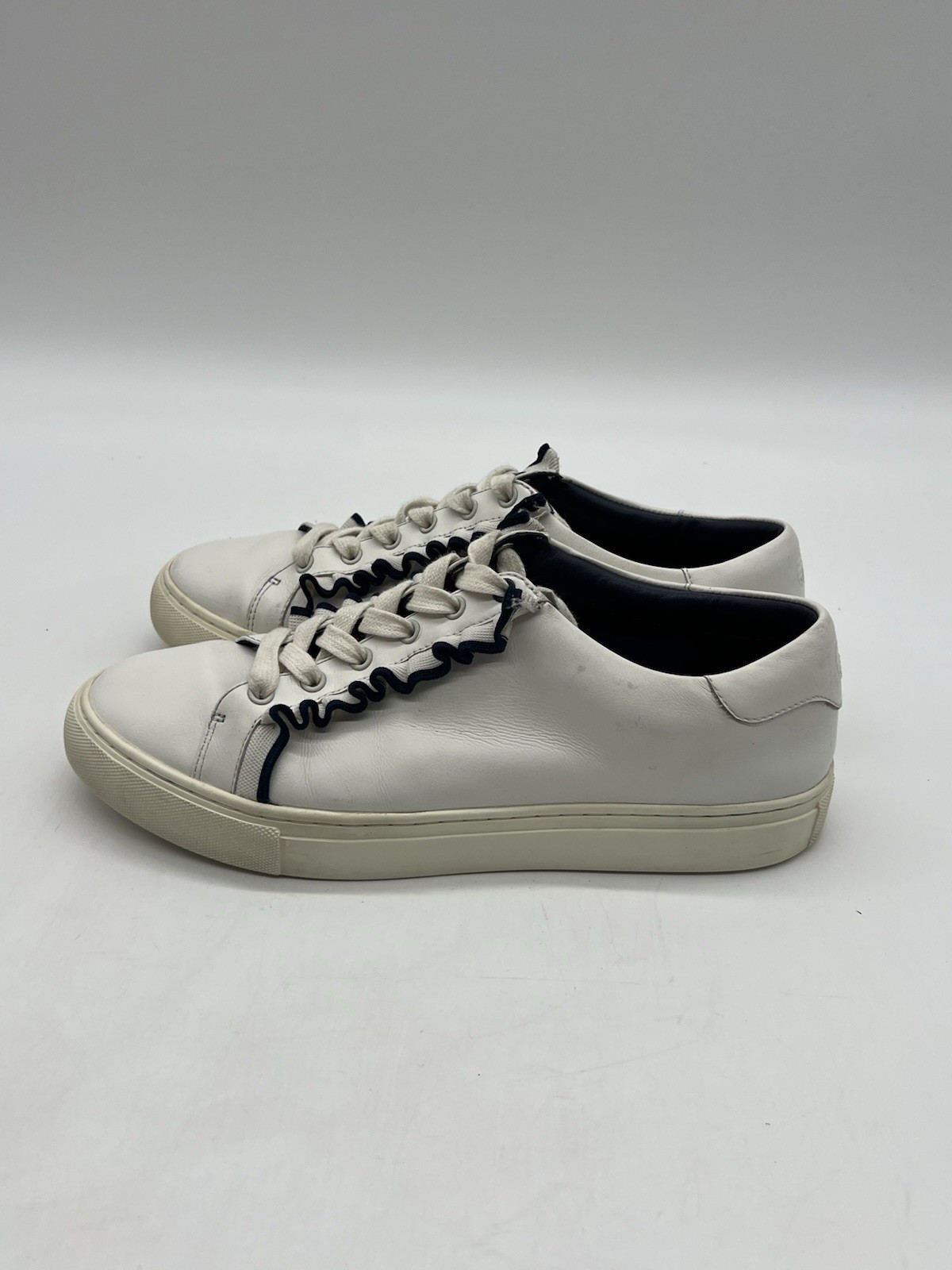 Tory Burch Sport Ruffles Women As 9.5M White Blue Leather Fashion Sneakers Shoes thumbnail 8