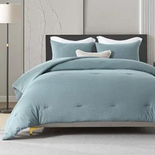 Luxury Queen Comforter Set - Knit Cotton Fluffy Queen(90"x90") Grayish Blue