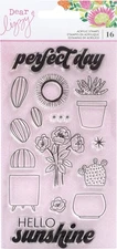 Dear Lizzy Here & Now Acrylic Stamps 16/Pkg-