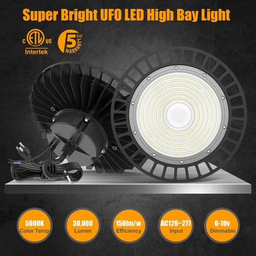 2-PACK 200W LED UFO High Bay Light DLC & ETL Listed 5000K 30000 Lumens Dimmable - Picture 12 of 14