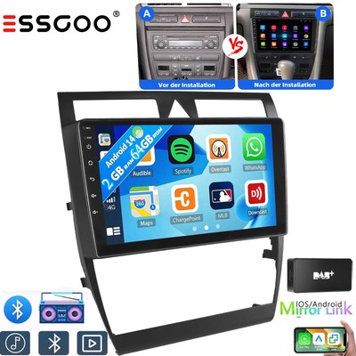 2+64G Android 14 DAB GPS Navi WIFI BT  Autoradio für Audi A6 C5 S6 RS6 1997-2004