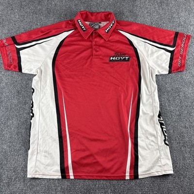 Team Hoyt Archery Men's Shooter Jersey Polo Shirt XL Red Black Hoyt.com Graphic