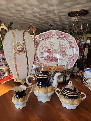 Hutschenreuther 磁器ひよこ 0248006 Porcelain Child Coffee Pot Set Hutschenreuther Cobalt Blue Gold