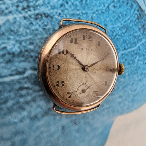 Vintage 9k Solid Gold Rolex Trench Style Hand-Winding Men's Wristwatch 9ct - Picture 2 of 14