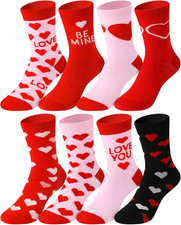8 Pairs Valentine'S Day Socks for Women Men Funny Cute Heart Pattern Love Crew S