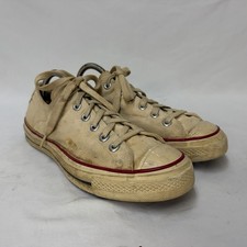 VINTAGE 60S CONVERSE CHUCK TAYLOR WHITE LOW TOP 7.5 DISTRESSED BLUE LABEL USA