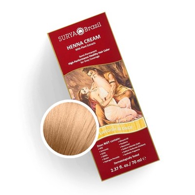 Surya Brazil Swedish Blonde Henna Hair Coloring Cream 2.37 Ounce Vegan Safe
