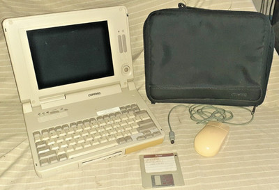 Vintage Compaq LTE Elite 4/75C  Laptop Computer + Carrying Case, Mouse, Disk