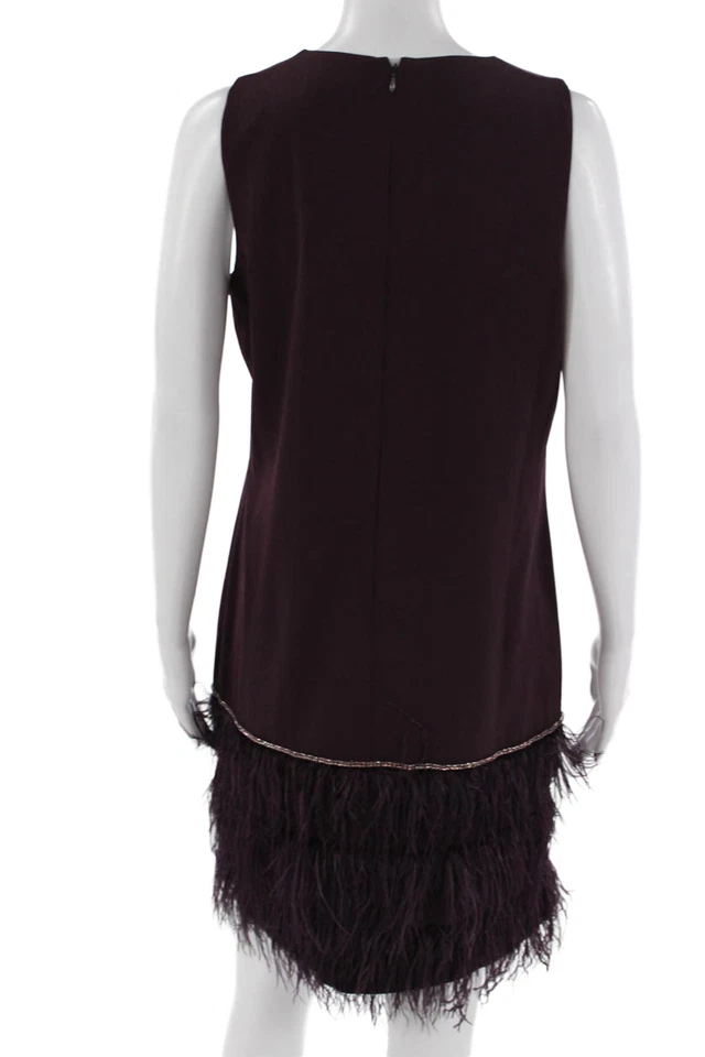 Vestido recto para mujer Tahari púrpura sin mangas cuello redondo cremallera corto talla 10 Foto 3 de 4