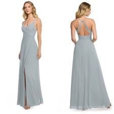 NWT Azazie Davis Dolphin Grey Maxi Dress