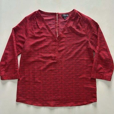 The Limited Red Black Geometric Patterned Blouse Spring Trend Size M