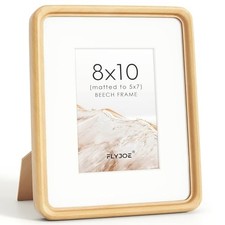 8x10 Picture Frame, Solid Wood Frame Matted for 5x7 Photos 8x10, 1P Beech
