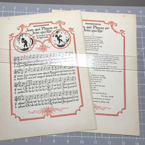 Jean Qui Pleurae Et Letra de Música De Colección Libro Caprichoso Ilustración 2 Páginas - Imagen 9 de 9