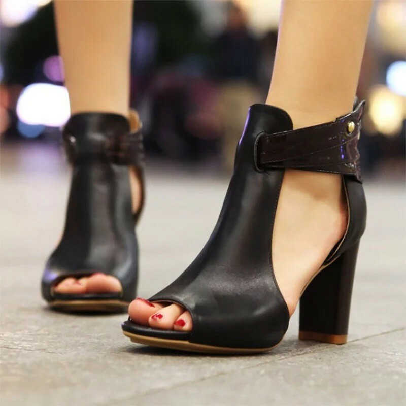 Women Ankle Strap Peep Toe High Block Heel Sandals Ladies Party Dress Shoes  Size | eBay