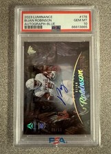 2023 Panini Luminance Bijan Robinson Green Horizontal Rookie Auto RC /10 Texas