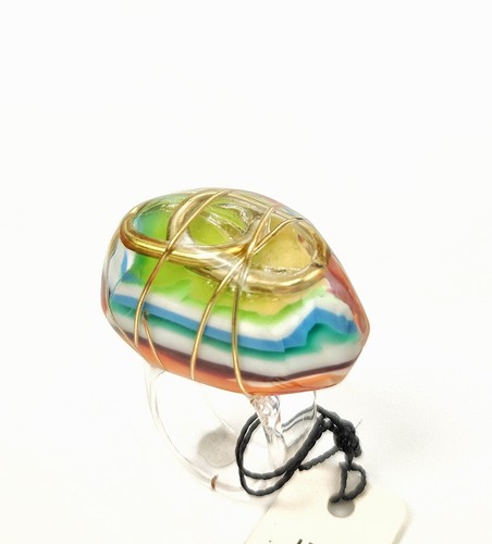 Anello Sobral Atelie catena, filo e mosaico inclusione funky realizzato dall'artista misura 6,5 - Foto 1 di 7