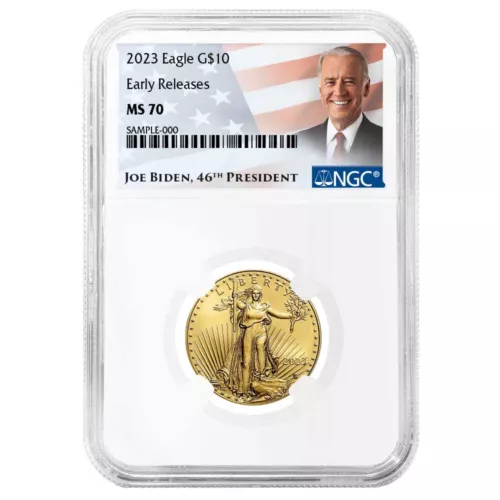 2023 $10 American Gold Eagle 1/4 oz NGC MS70 ER Biden Label