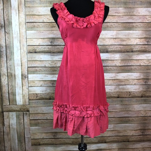 Yoana Baraschi Dress Size 8 100% Silk Pink Cocktail Flower Adorned Sheath Dress - Picture 3 of 12