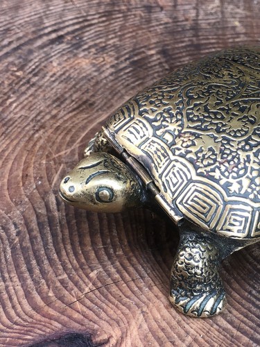 Antique Victorian Tortoise vesta case tabletop match safe holder striker 5"long - Picture 2 of 14