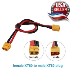 Amass XT60 Female to Male Plug Cable Extension 12AWG 11.8" USA